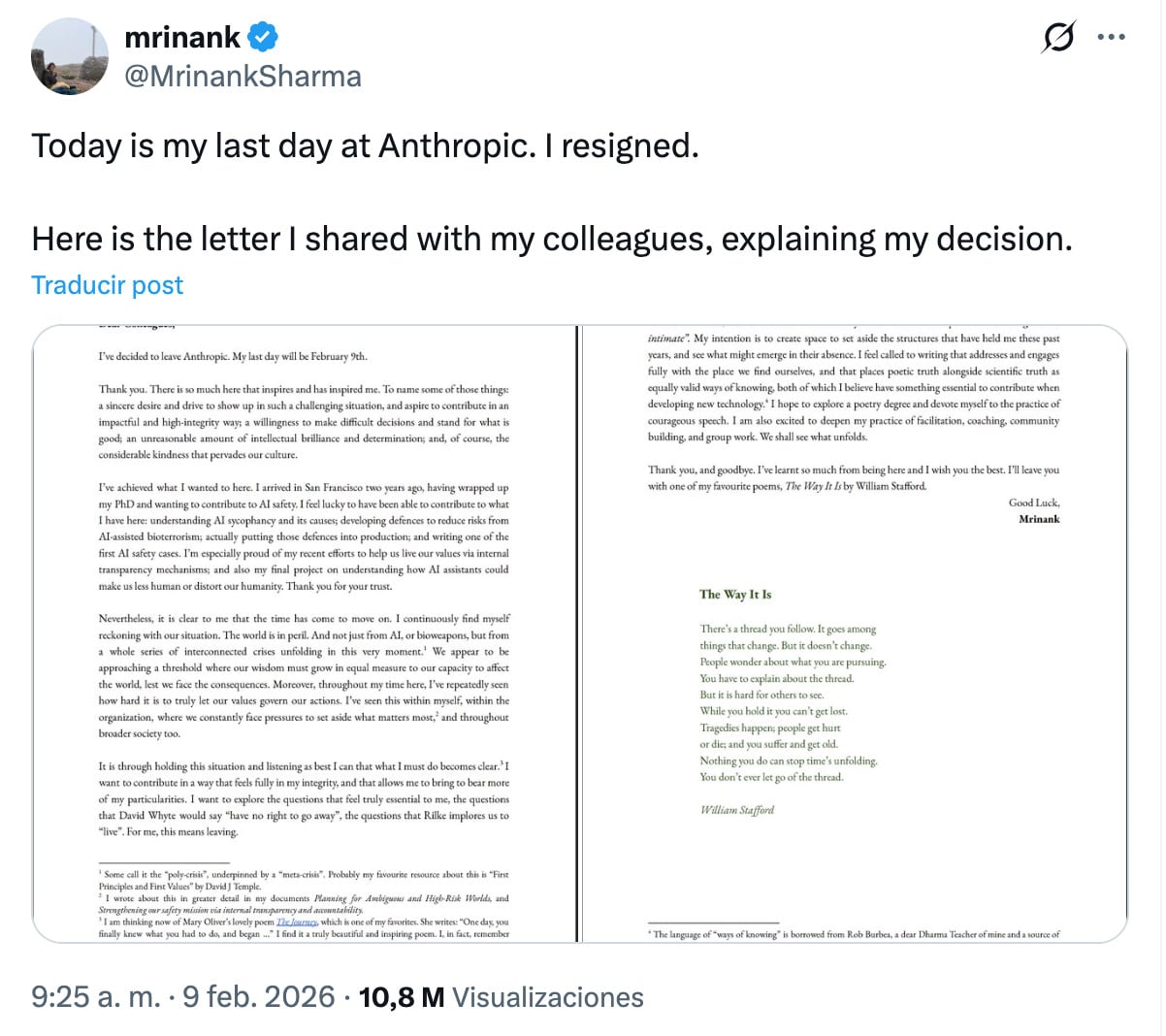 Director de Anthropic renuncia y advierte sobre la IA