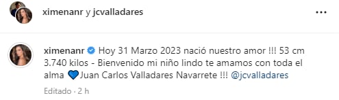 Mensaje de Ximena Navarrete por la llegada de su segundo bebé