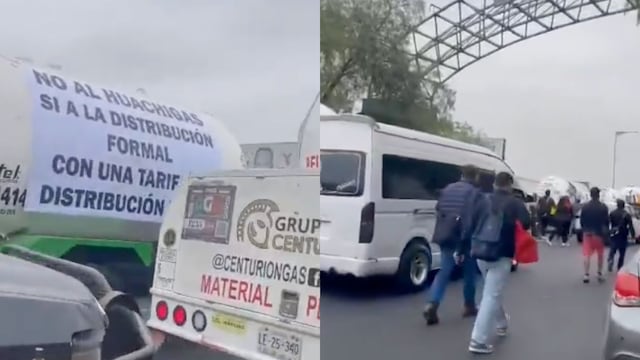 Bloqueo de pipas de gas en autopista México-Pachuca