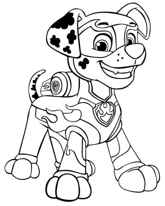 Dibujos de Marshall de Paw Patrol por el Día del Bombero para colorear