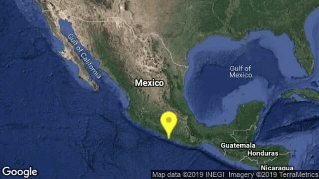 Sismo localizado en Acapulco, Guerrero.