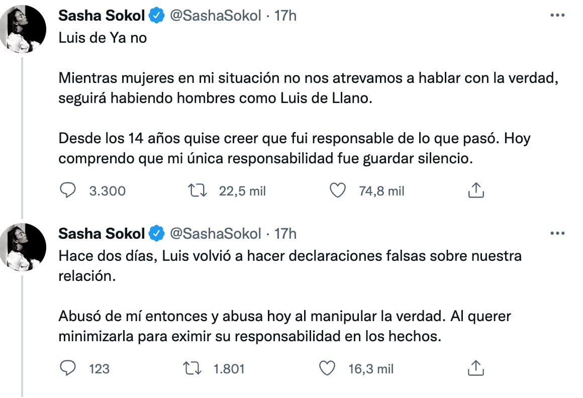 Declaraciones de Sasha Sokol