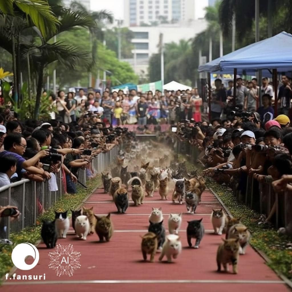 Carrera de gatos hechas por imágenes por inteligencia artificial