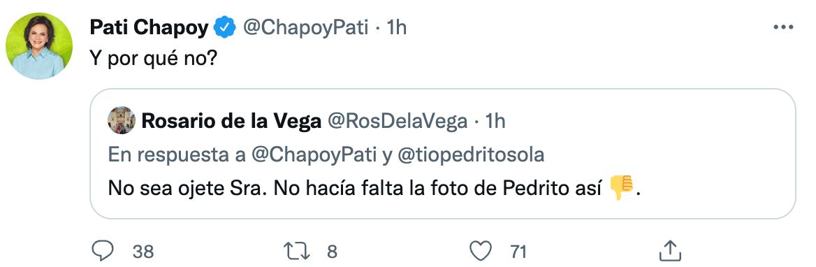 Pati Chapoy es criticada por subir foto de Pedro Sola