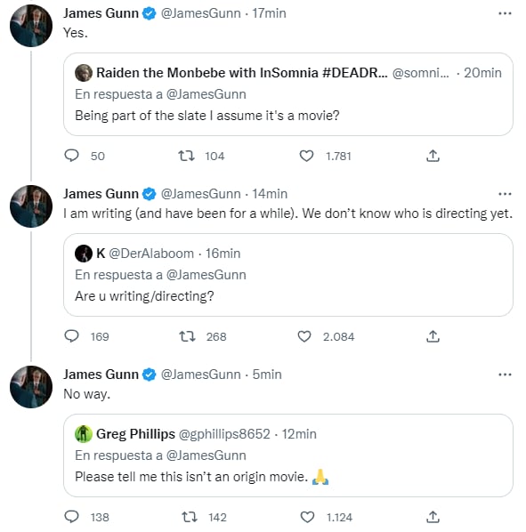 Tuit de James Gunn hablando de la nueva película de Superman sin Henry Cavill