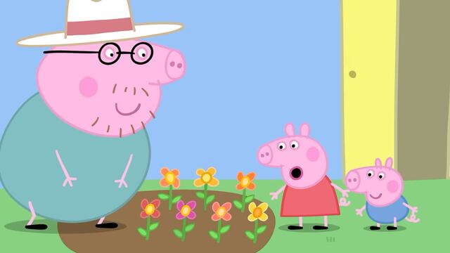 El jardín de flores de Peppa Pig y George