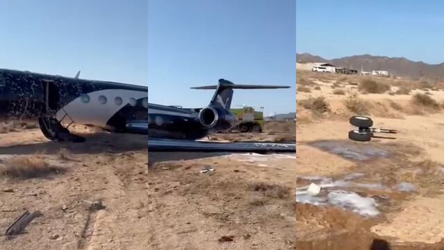 Jet privado sufre fuerte accidente al aterrizar en Aeropuerto de Cabo San Lucas