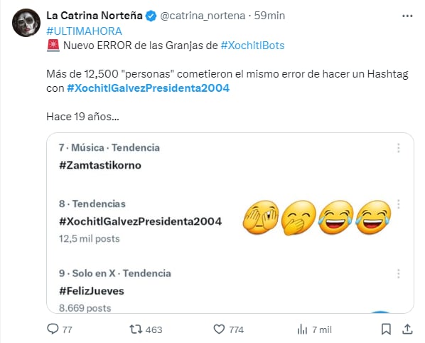 Xóchitl Gálvez es tendencia por error de sus bots