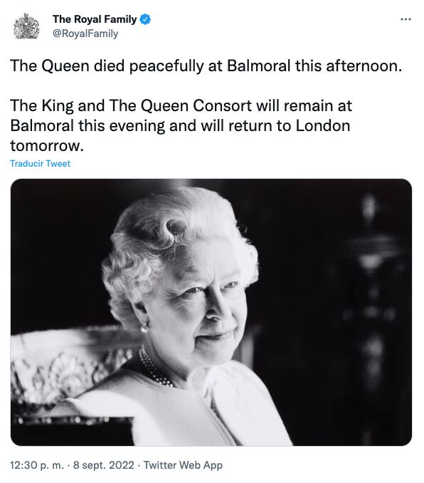 Comunicado muerte de la reina Isabel II