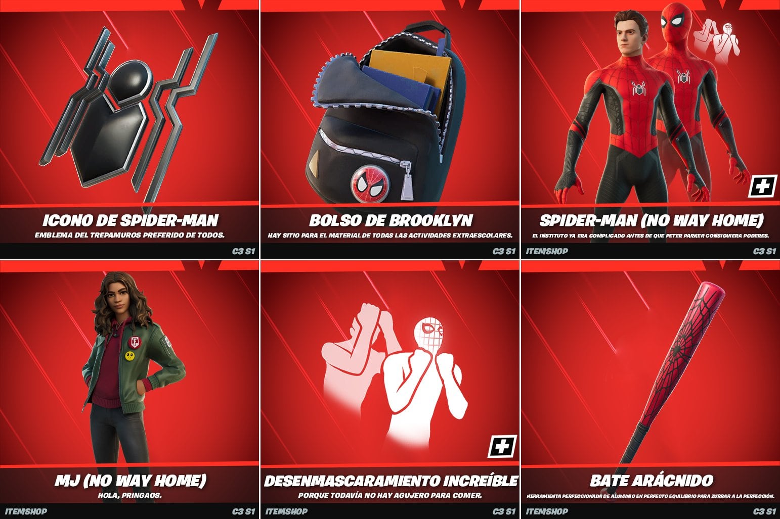 Artículos en Fortnite de 'Spider-Man: No Way Home'