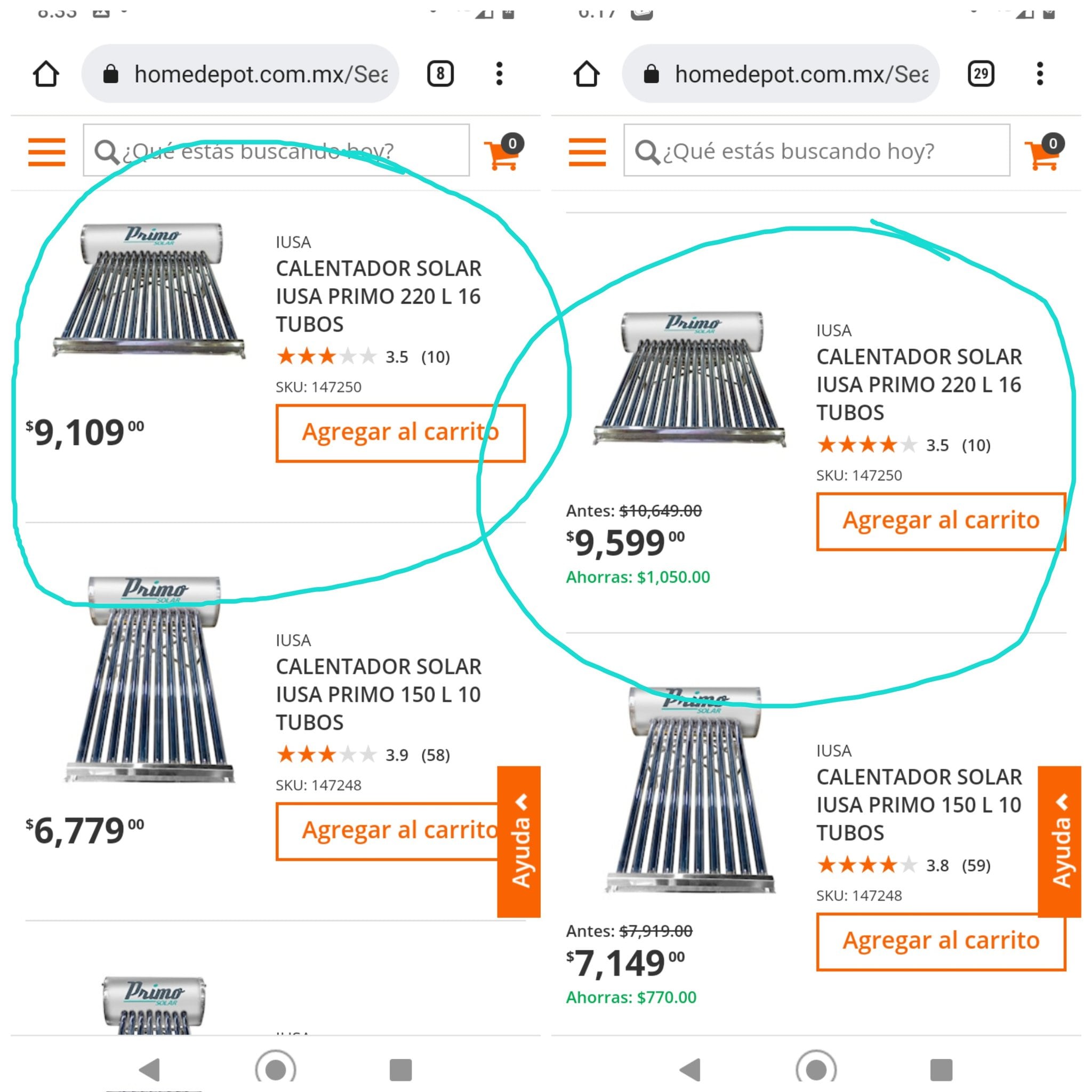 Variación de precios de Home Depot durante el Buen Fin