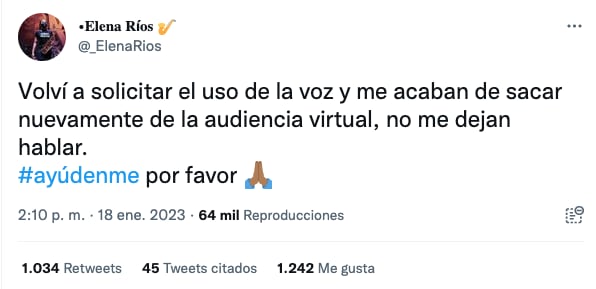 María Elena Ríos acusa que la silenciaron durante la audiencia de Juan Vera Carrizal