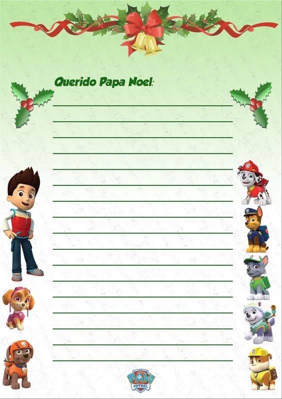 Carta para Santa Claus de Paw Patrol