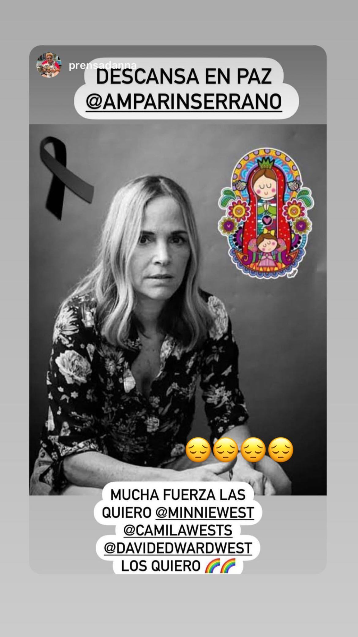 Belinda lamenta la muerte de Amparo Serrano; es mamá de su cuñada