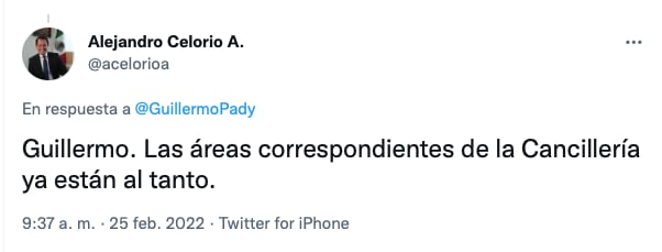 tuit de funcionario de la SRE para ayudar a mexicano en Ucrania