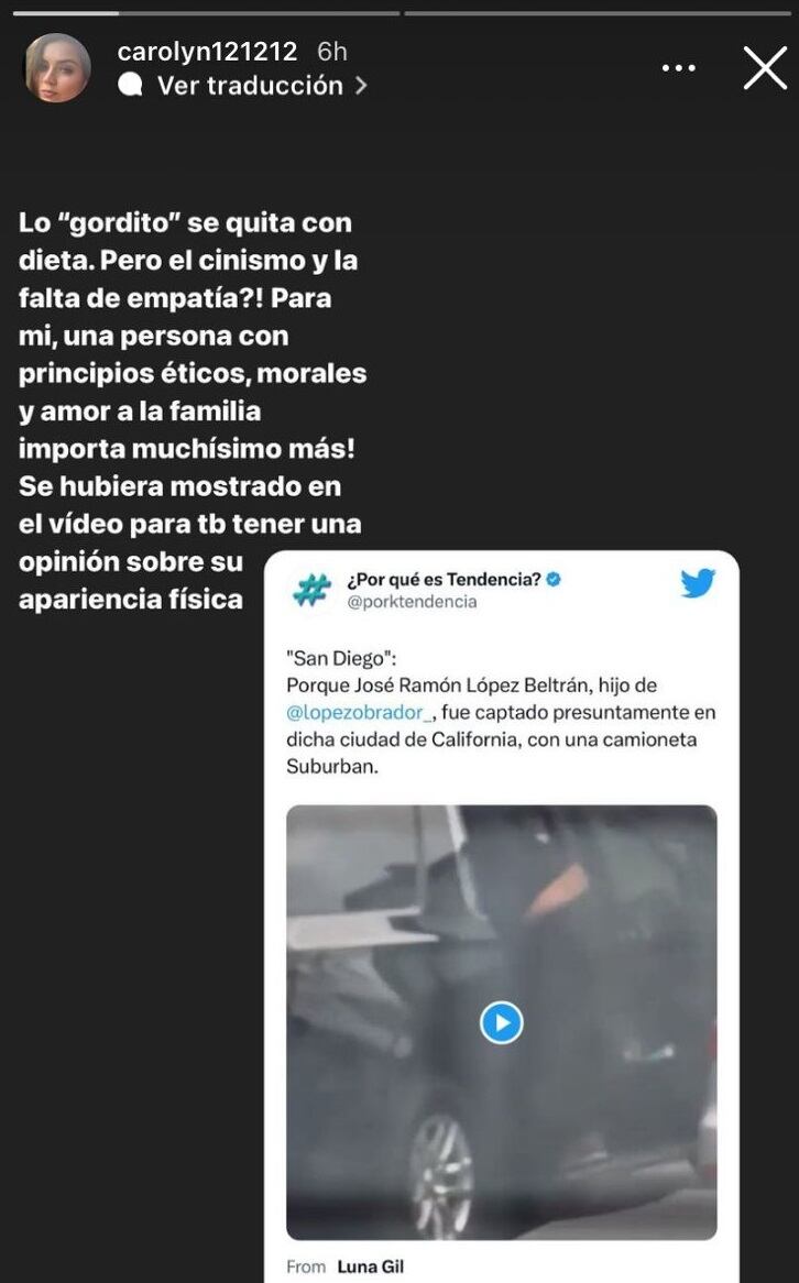 Carolyn Adams, esposa de José Ramón López Beltrán, explicó este día en qué consiste la austeridad de AMLO y la de la oposición.