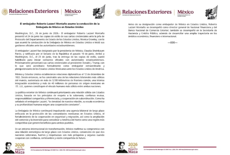 Roberto Lazzeri, nuevo embajador de México en Estados Unidos