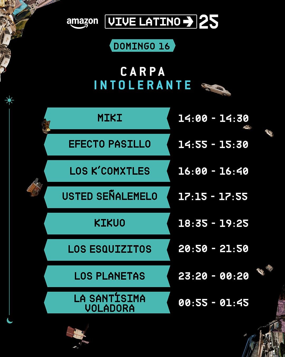 Vive Latino 2025 Horarios Domingo 16 Escenario Carpa Intolerante