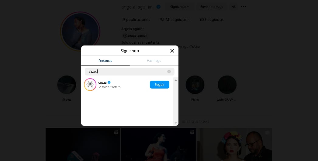 Ángela Aguilar aún sigue en Instagram a Cazzu.