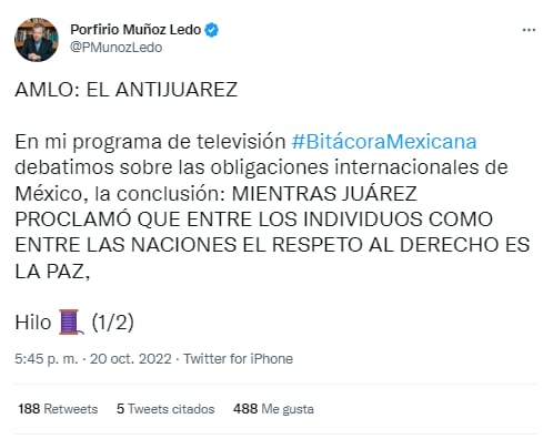 AMLO es el anti Juárez, acusó Porfirio Muñoz Ledo
