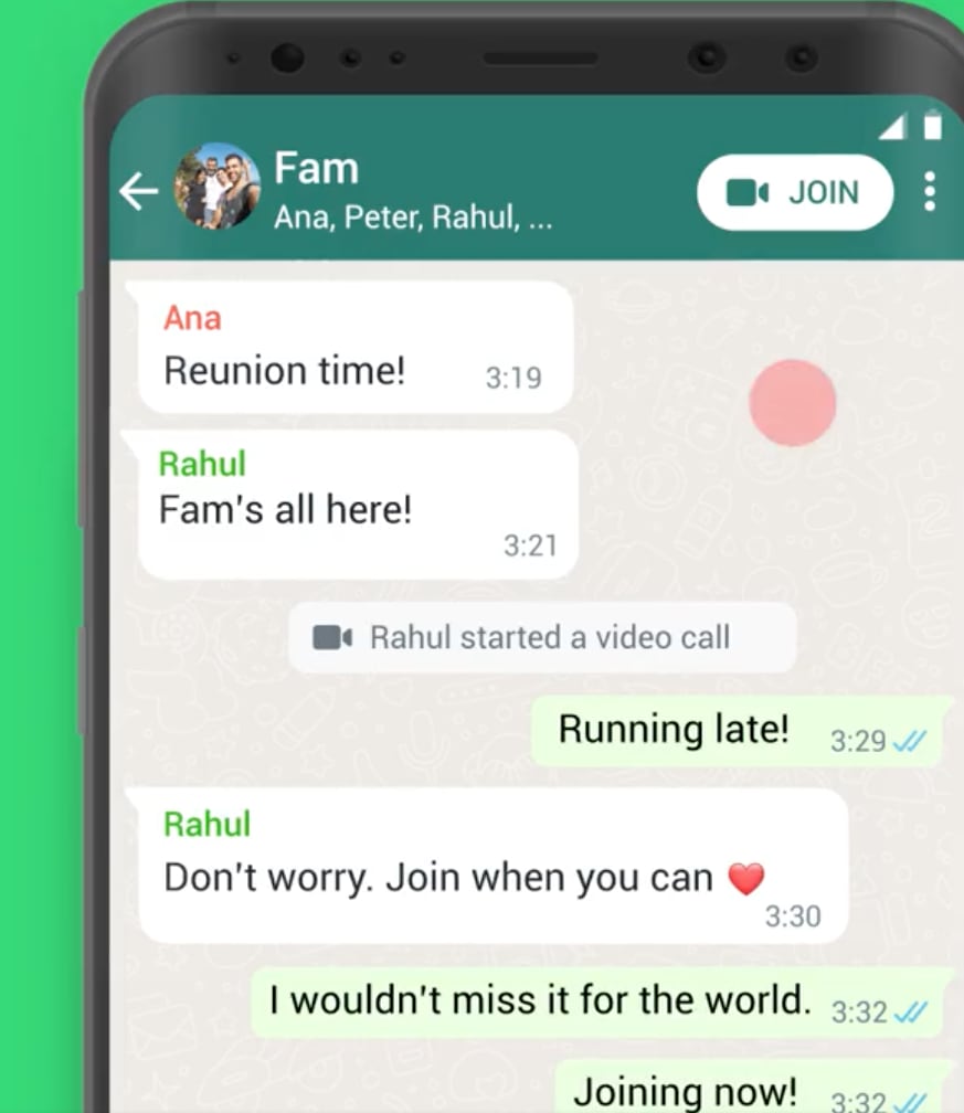 WhatsApp permite unirse a videollamadas a destiempo