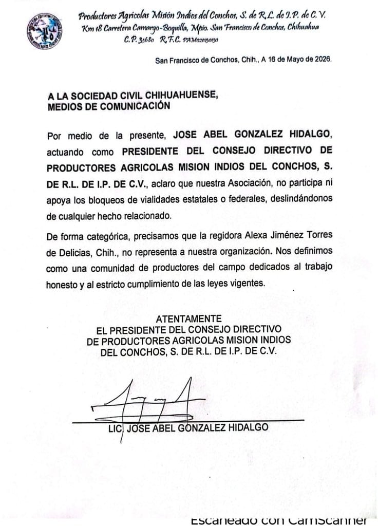 Asociación agrícola se deslinda de bloqueos en carreteras de Chihuahua