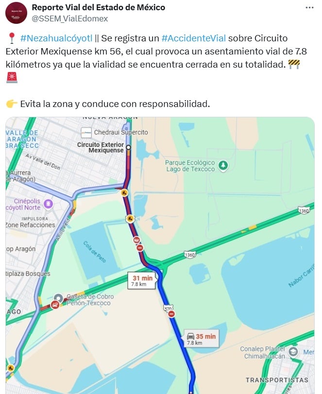 Accidente en Circuito Exterior Mexiquense hoy