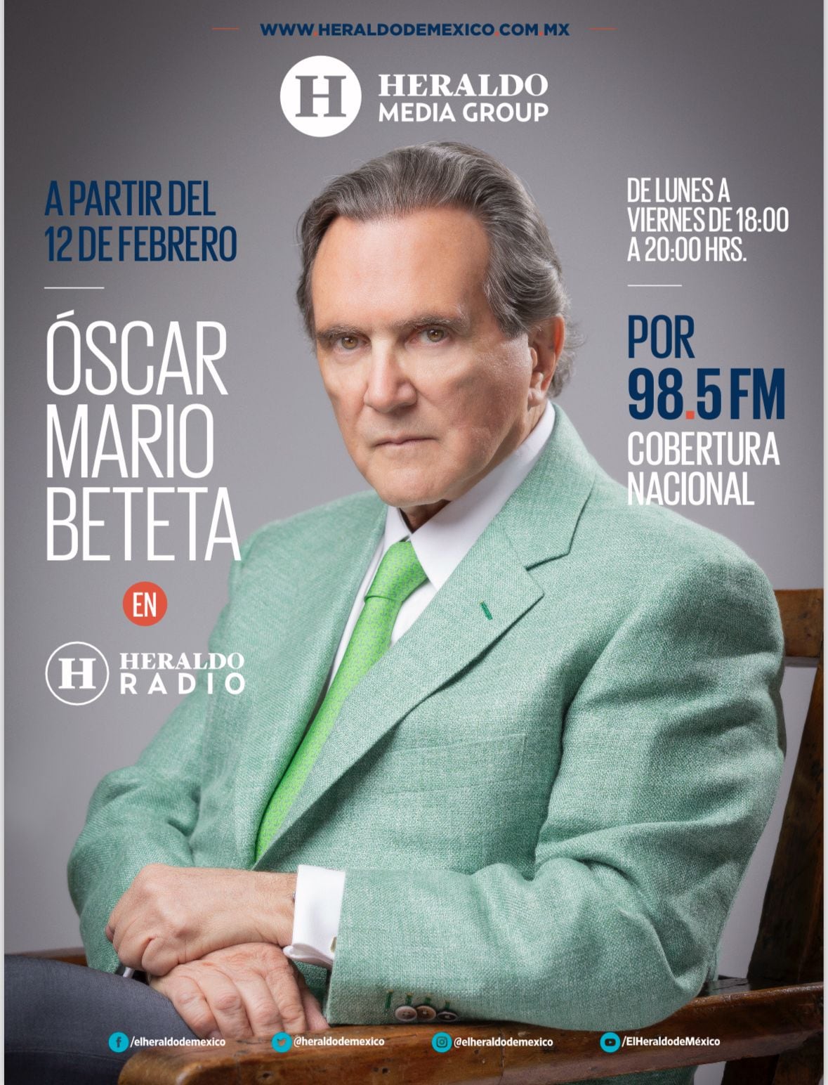 Óscar Mario Beteta estará en El Heraldo Radio a partir del 12 de febrero de 2024