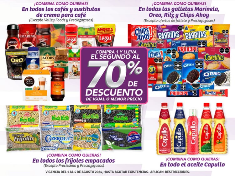 Compra uno y llévate el segundo producto al 70% de descuento en Soriana