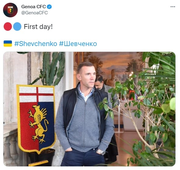 Genoa CFC le da la bienvenida a Andriy Shevchenko