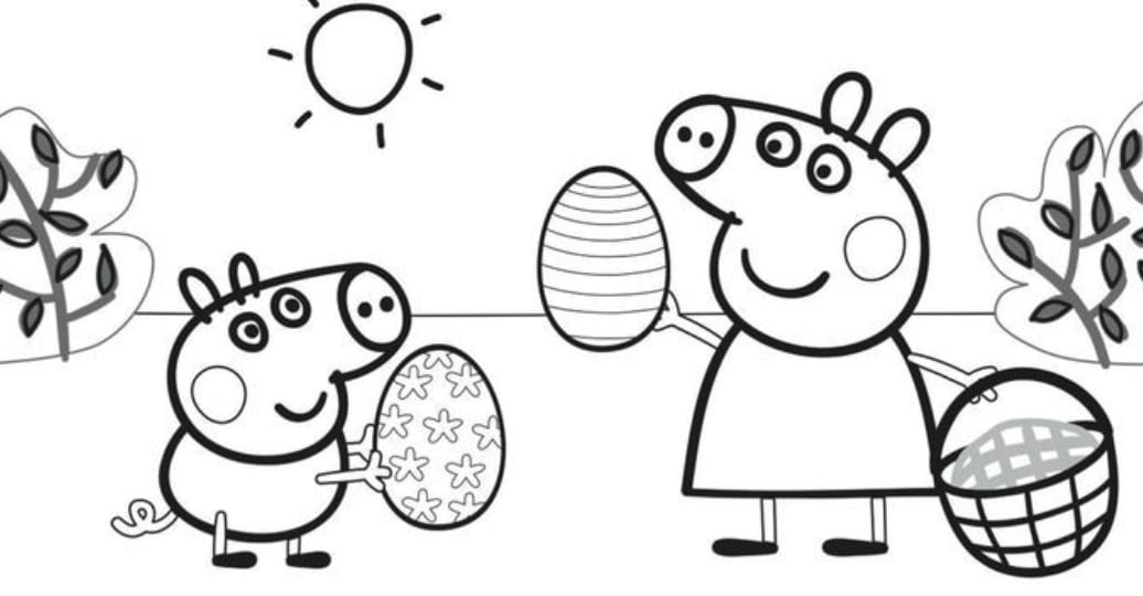 Peppa Pig con Huevos de Pascua en primavera