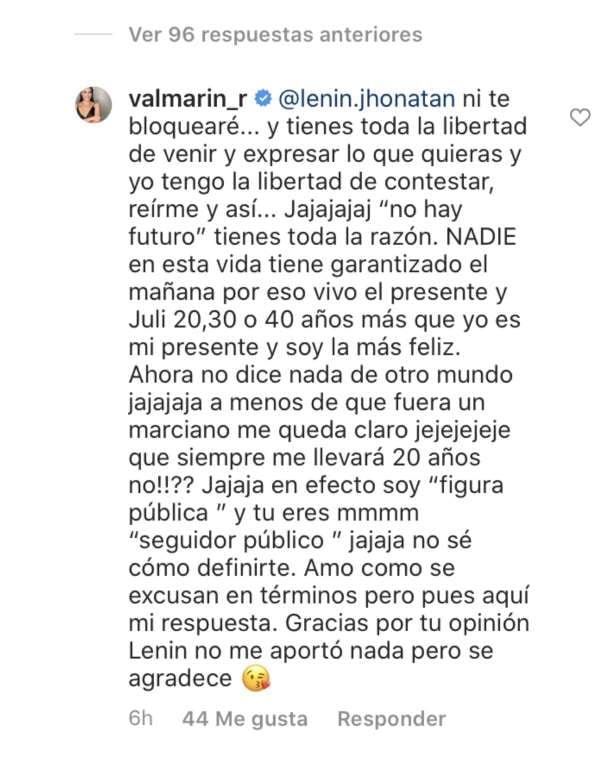 Valeria Marín defiende su noviazgo con Julián Gil