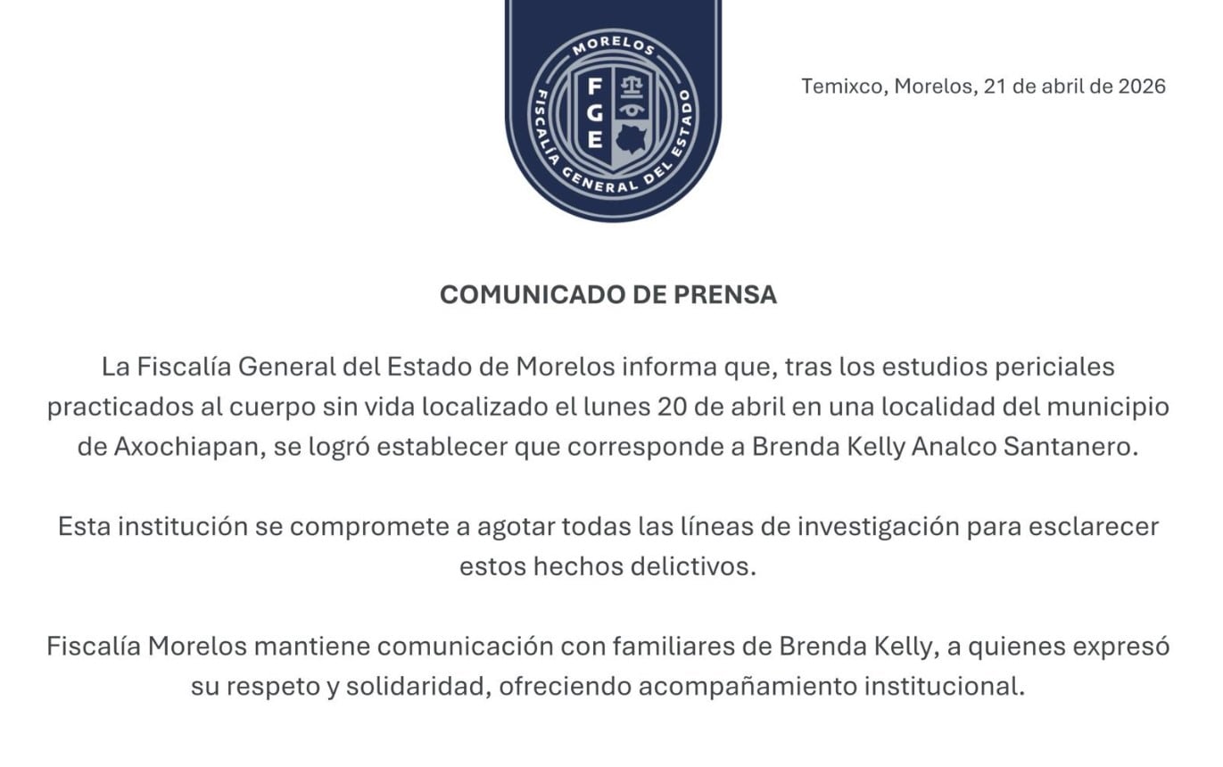 Comunicado Fiscalía Morelos