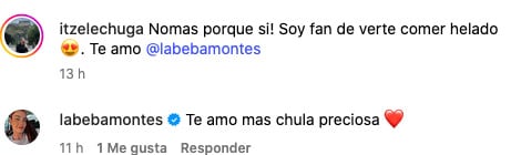 Mensajes de Beba Montes e Itzel Lechuga.