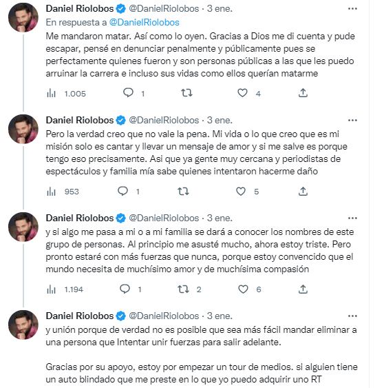 Daniel Riolobos denuncia que lo quisieron matar.