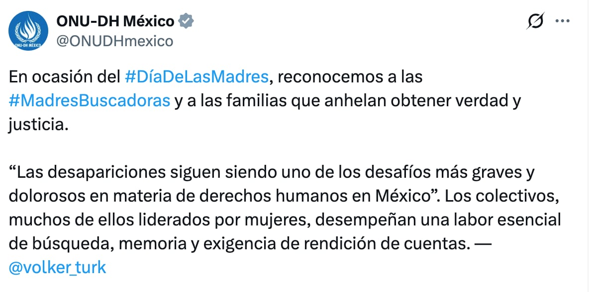 ONU-DH México da un mensaje por el Día de las madres