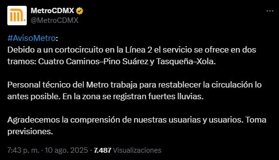 Explosión en Metro CDMX: Reportan incendio en vías cerca de la estación San Antonio Abad, en la Línea 2