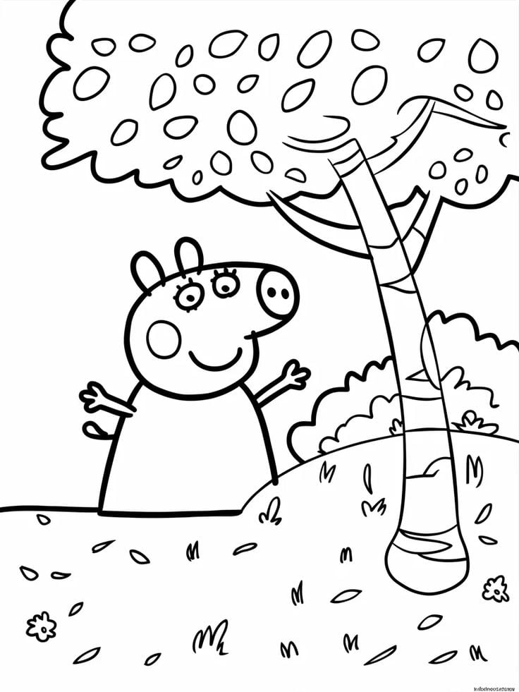 Dibujos de Peppa Pig en el bosque para colorear