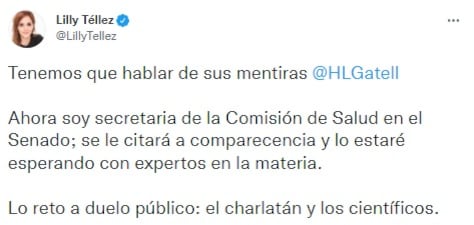 Tuit de Lilly Téllez