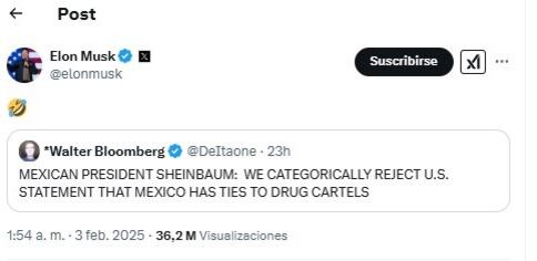 Elon Musk reacciona a Claudia Sheinbaum