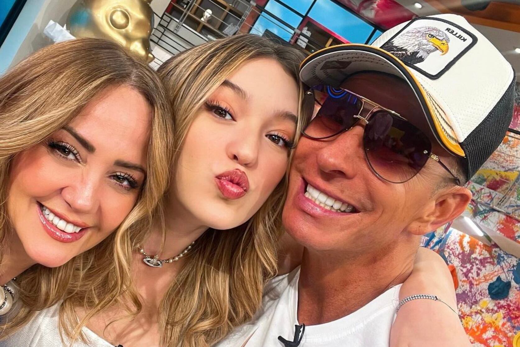 Andrea Legarreta, Erik Rubín y su hija Mía Rubín