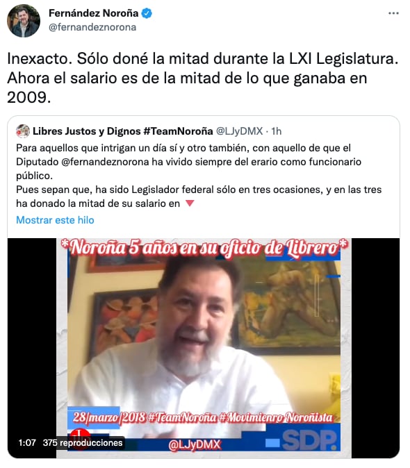 Gerardo Fernández Noroña responde si dona la mitad de su sueldo como diputado