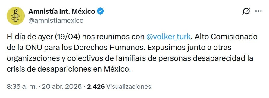 Amnistía Internacional sobre reunión con Volker Türk