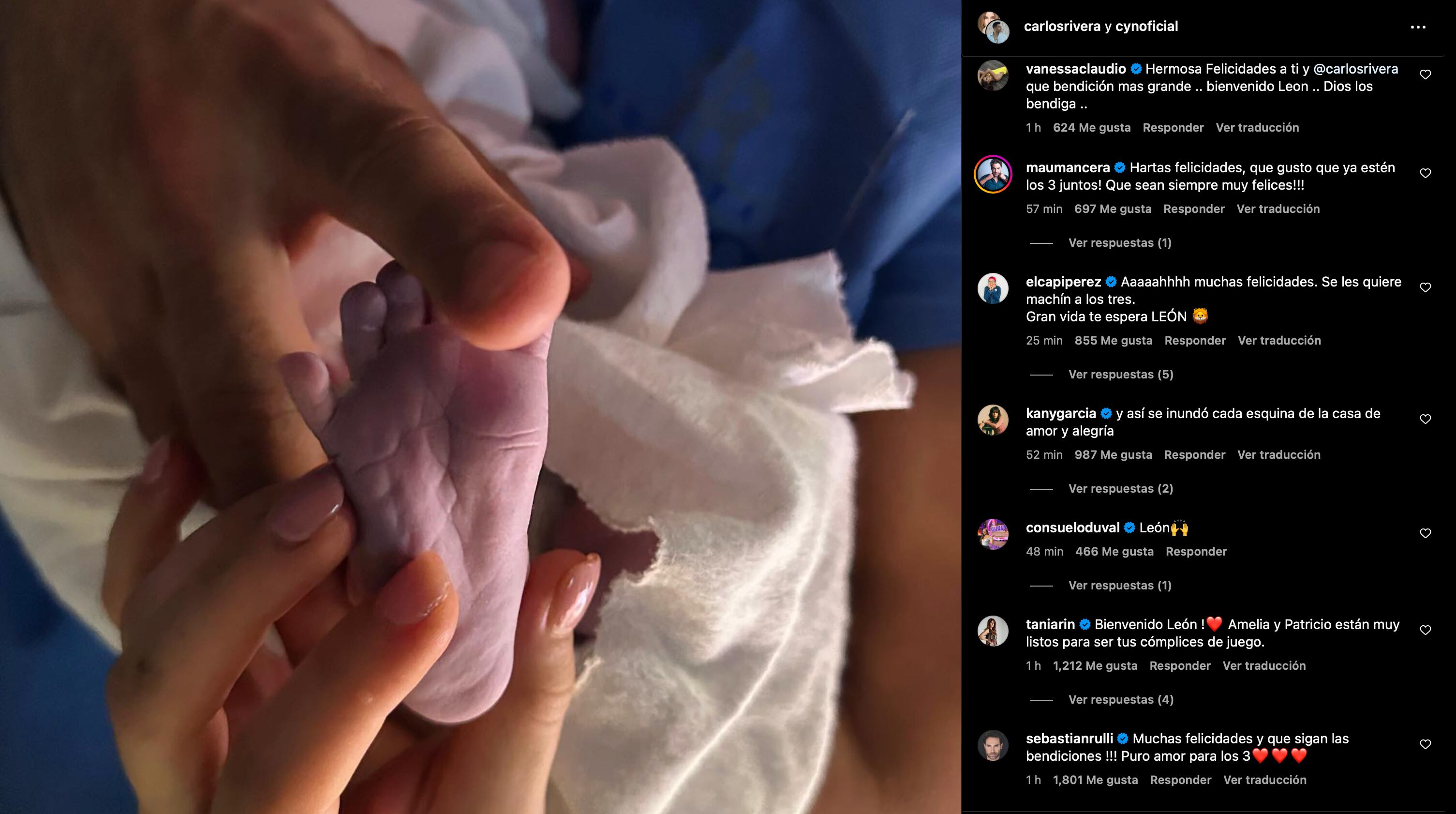 Ya nació León, el bebé de Carlos Rivera y Cynthia Rodríguez