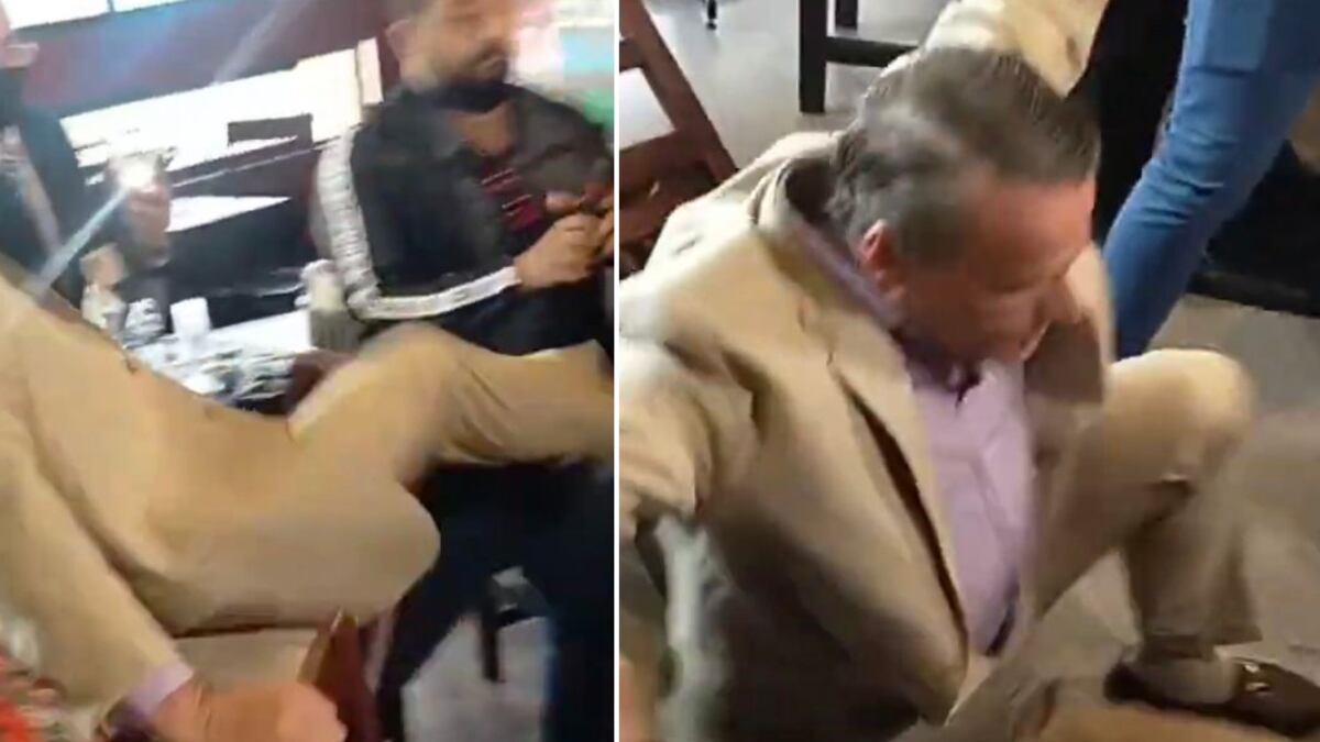 Alfredo Adame lanza patadas contra el abogado de Carlos Trejo (VIDEO)