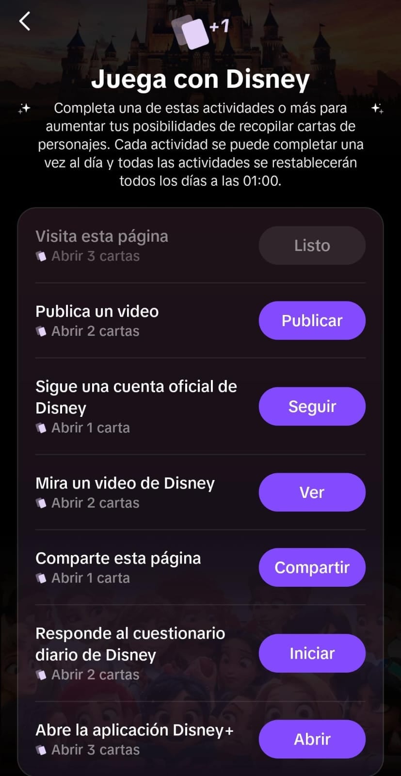 Estas son las actividades para tener más cartas Disney 100 en TikTok
