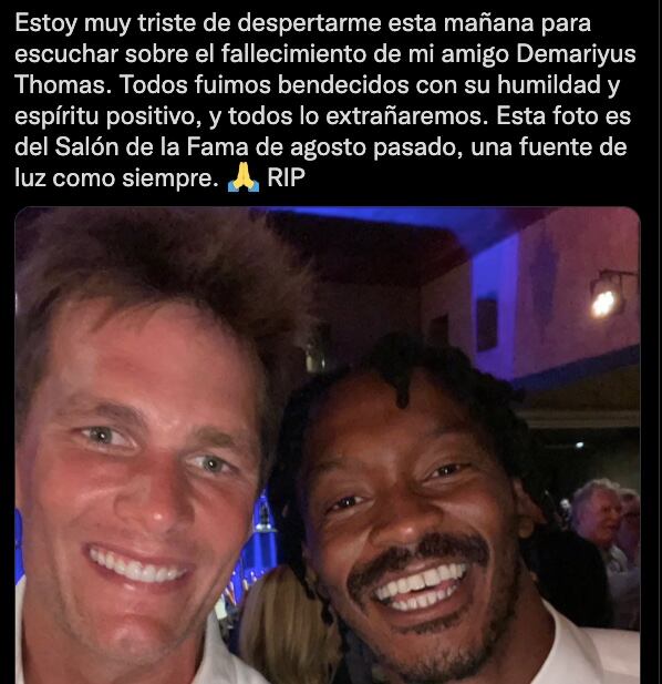 Tom Brady lamentó la muerte de Demaryius Thomas
