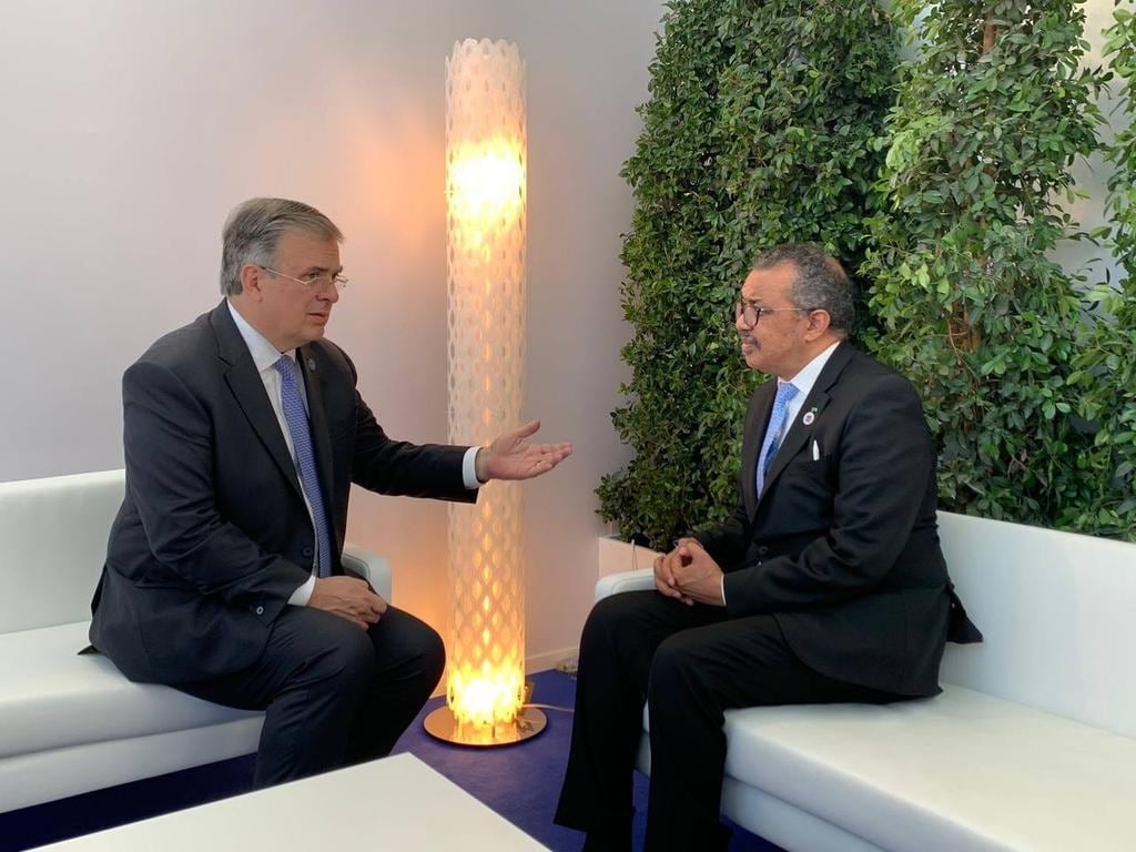 Marcelo Ebrard y Tedros Adhanom Ghebreyesus