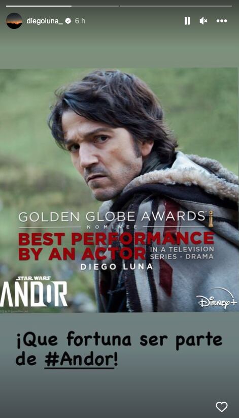 Diego Luna está encantado con su nominación a los Premios Globo de Oro 2023