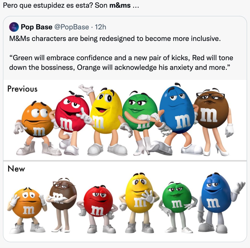 Críticas por el cambio de apariencia en los M&M's